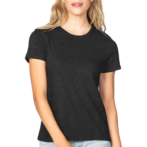 Short Sleeve Back Seam Tee In Black