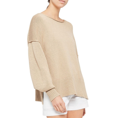 Cotton Chainette Chunky Pullover in Light Oat