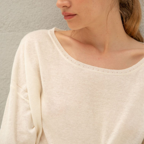 Lightweight Linen Blend Pocket Sweater