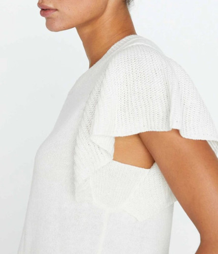 Orian Flutter Sleeve Knit Top in White