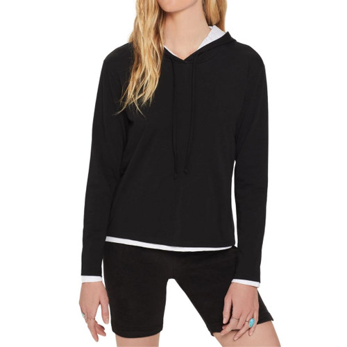 Double Layer Hoodie in Black/White