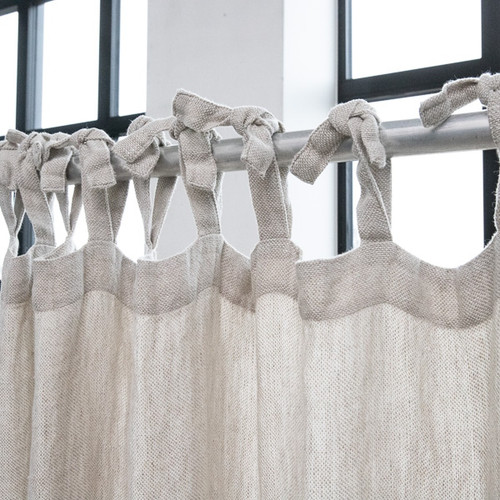 Linen Tie Curtain Panel in Oatmeal