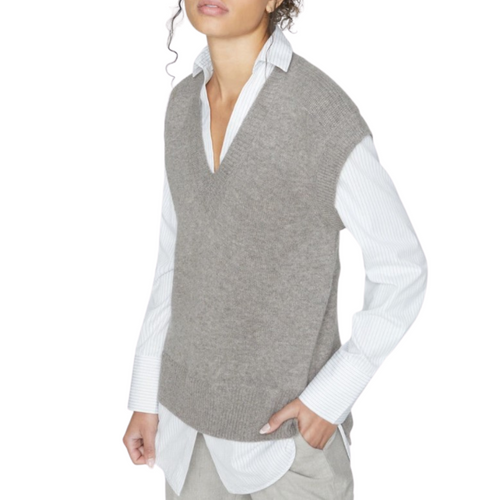 Layered Looker Cashmere Blend Vest in Otter Grey