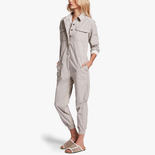 Cotton Utility Jumpsuit in Grey Cloud