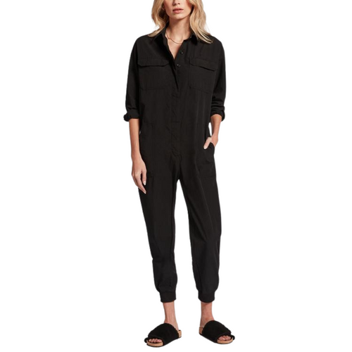 Cotton Utility Jumpsuit in Black