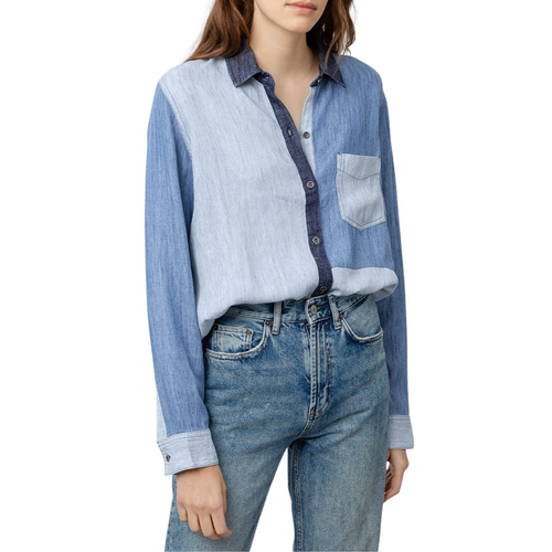 Ingrid Top in Patchwork Denim