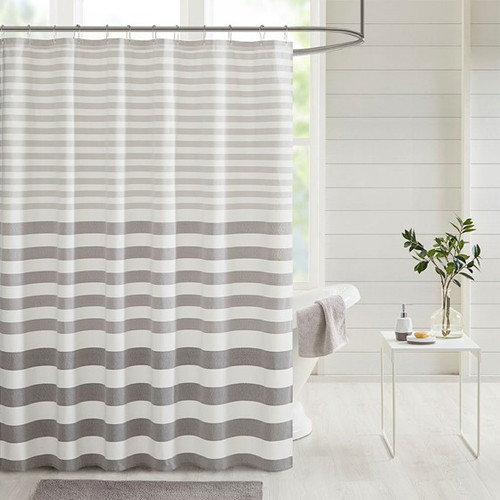 Madison Park Aviana Stripe Shower Curtain in Grey