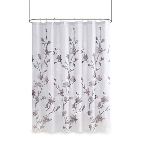 Magnolia Floral Printed Burnout  Shower Curtain