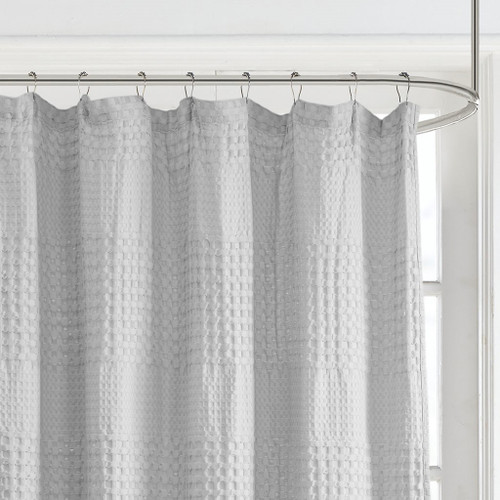 Arlo Super Waffle Texture Solid Shower Curtain in Grey