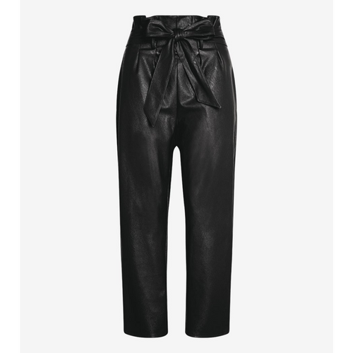 Faux-Leather Paperbag Pants