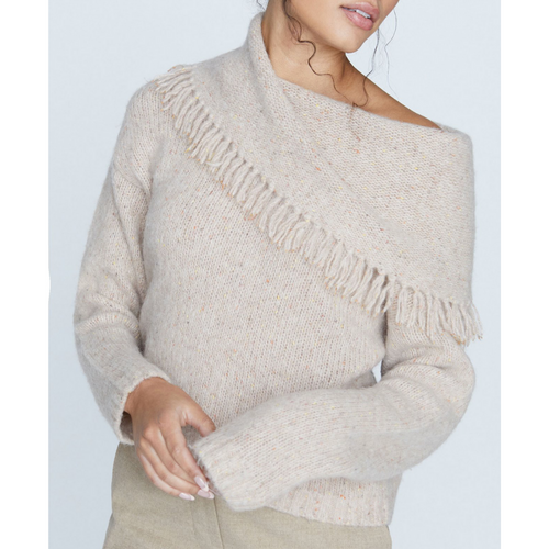 Lewes Off the Shoulder Fringe Sweater in Dulce Multi