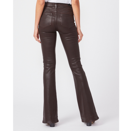 Lou Lou Coated High Rise Flare in Brown