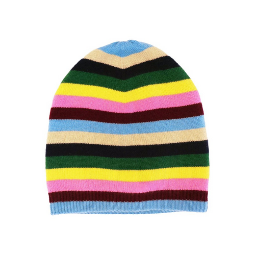 Horizontal Sweet Stripe Cashmere Beanie in Multi