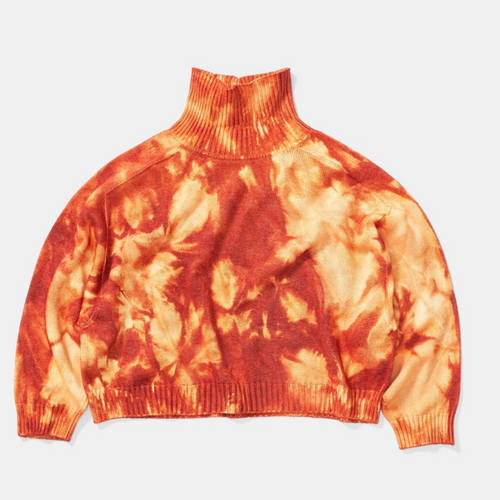 High Neck Sweater in Burnt Orange Wave Dye