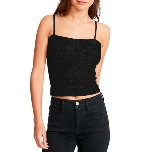 I Can't Wait Sequin Crop Cami in Black