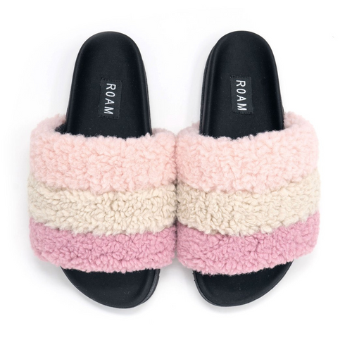 Striped Fuzzy Slippers in Dream