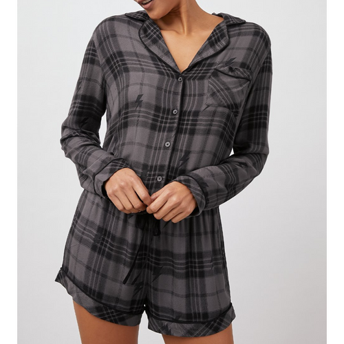 Rails Kellen Pajamas in Charcoal/Jet Plaid with Lightning Bolts