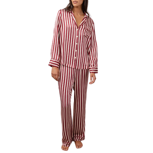 Rails Alba Silky Pajamas in Blush/Wine Stripe