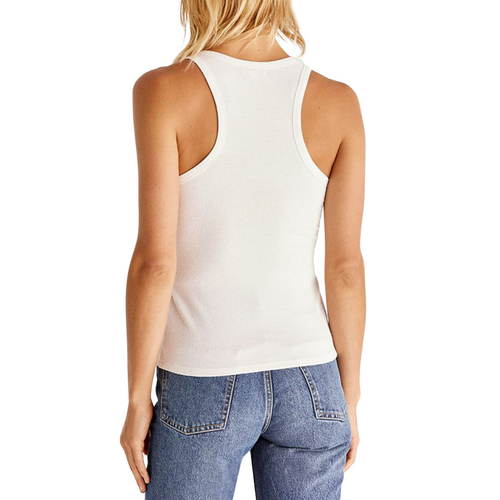 Z Supply Elle Brushed Rib Tank in Sand Stone Back View