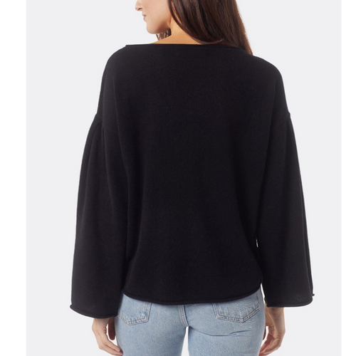 Joie Ivern Bell Sleeve Cashmere Sweater in Caviar - Back View