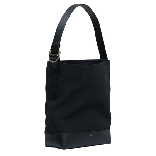 Closed Material Mix Tote in Black 