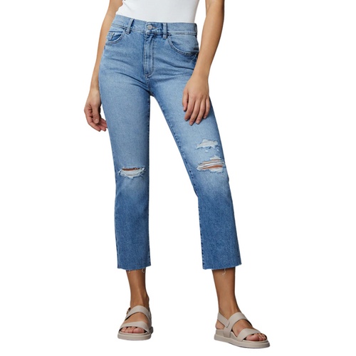 Patti Straight High Rise Jean in Droplet Distressed