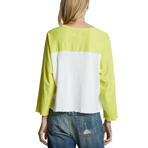 Sawyer Tee in White / Chartreuse