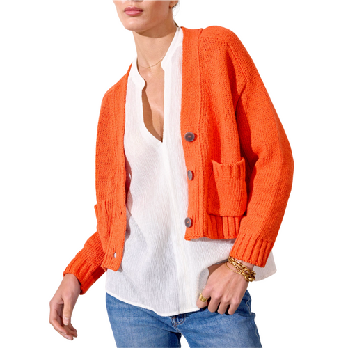 The Cropped Cardigan in Papaya 