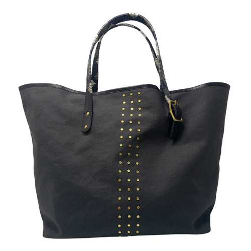 Stud Canvas Tote in Charcoal