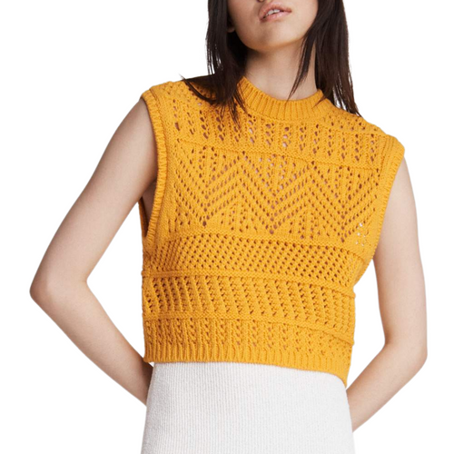 Renee Cotton Sleeveless Crew in Deep Yellow