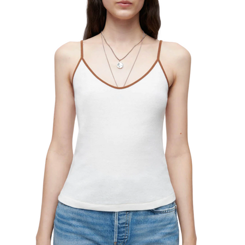 90s Spaghetti Strap Tank in Vintage Ivory with Sienna