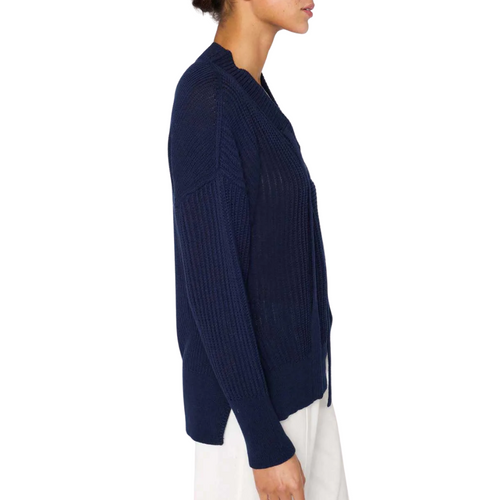 The Organic Famke Tie Neck Sweater in Hale Navy