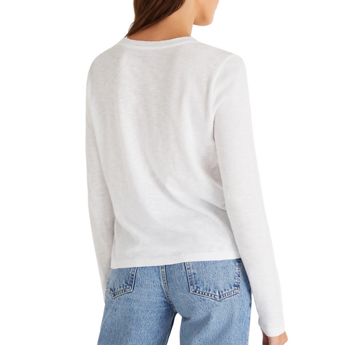 Modern Slub Long Sleeve Tee in White