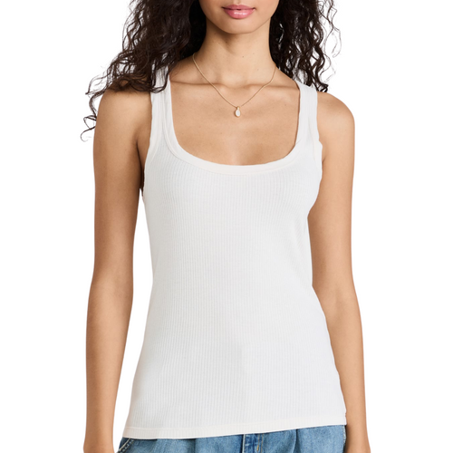 Square Rib Neck Tank in Oyster