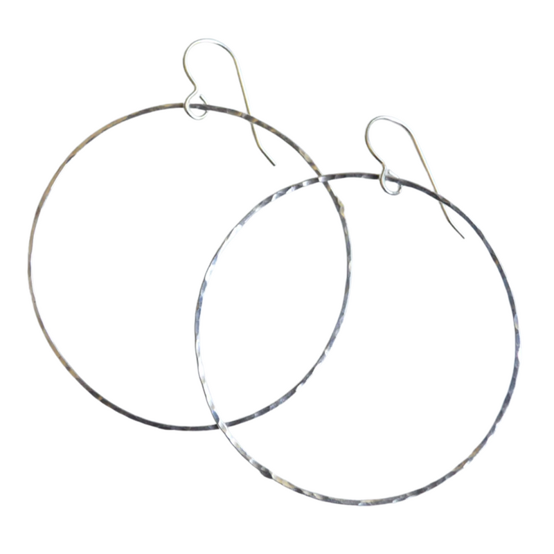 Hammered Hoops in Sterling Silver