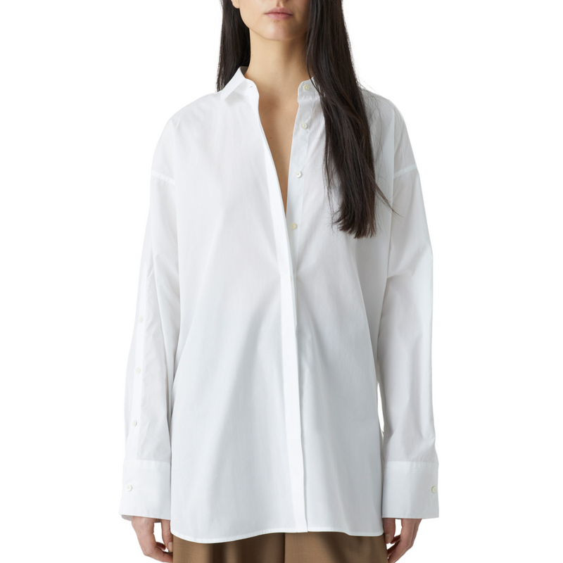 Organic Cotton Poplin Blouse in White