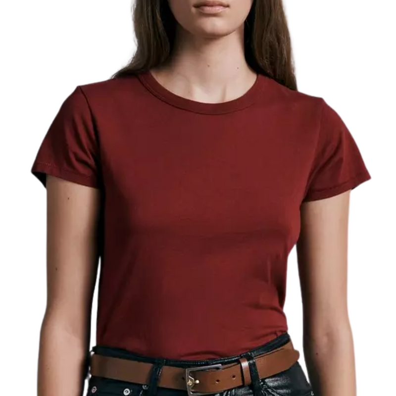 Garment Dye Cotton Tee in Deep Burgundy 