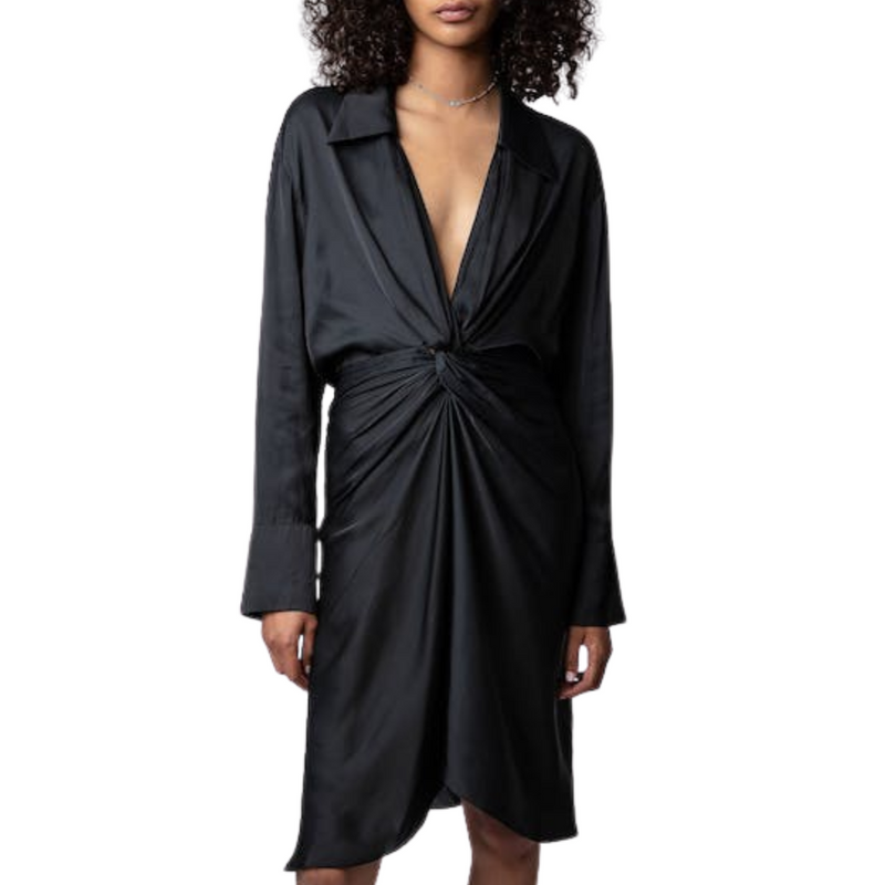 Rozo Satin Dress in Noir