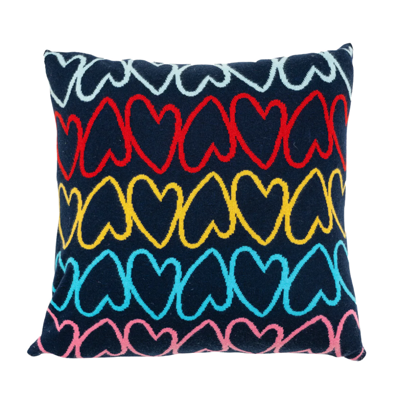 Imperfect Heart Stripe Knit Cashmere Pillow in Multi