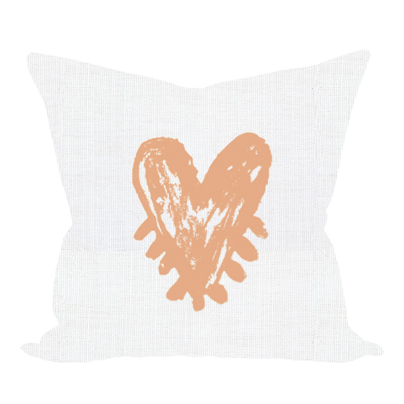 Drippy Heart Cotton Linen Pillow in Ferris