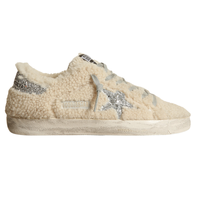 Super-Star Shearling Sneakers in Beige/Silver 