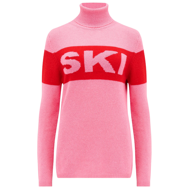 Ski Cashmere Roll Collar in Candy Red