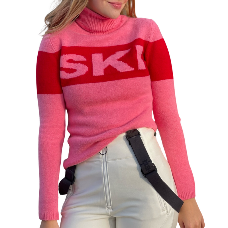 Ski Cashmere Roll Collar in Candy Red