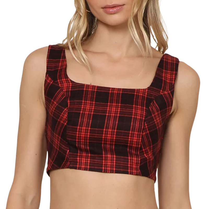 Orchard Crop Top in Red Plaid