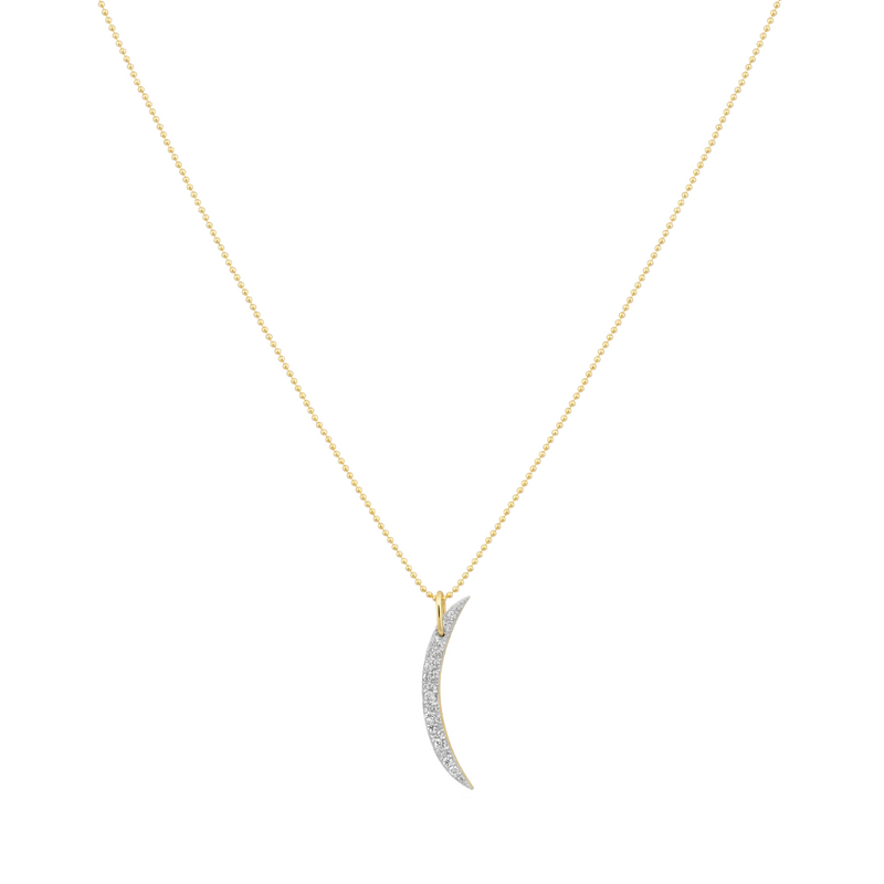 Moon Sliver Charm Necklace in 14k Yellow Gold 