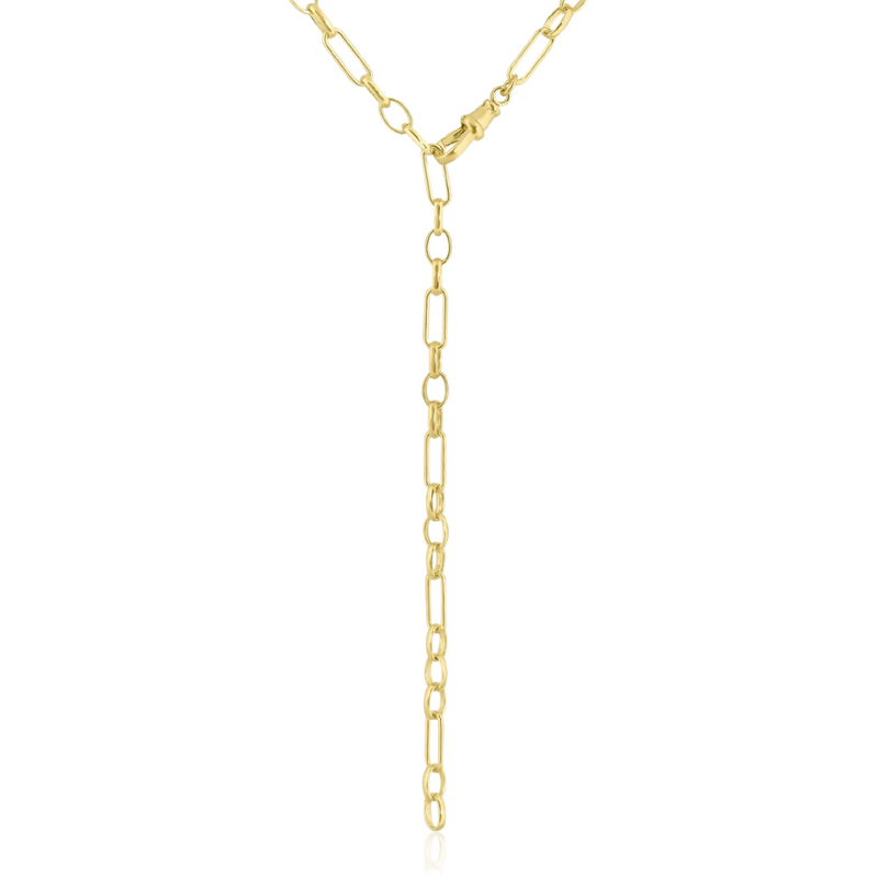 28" Triple Round and Oval Small Yaeli Link in 14k Yellow Gold