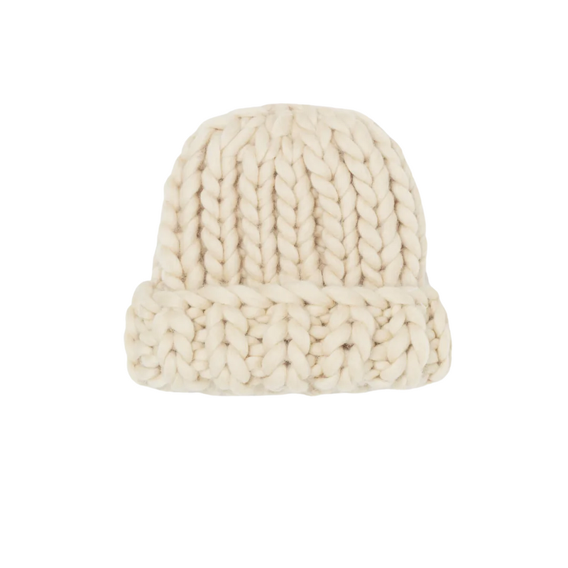 Hand Knit Watch Cap in Ivory