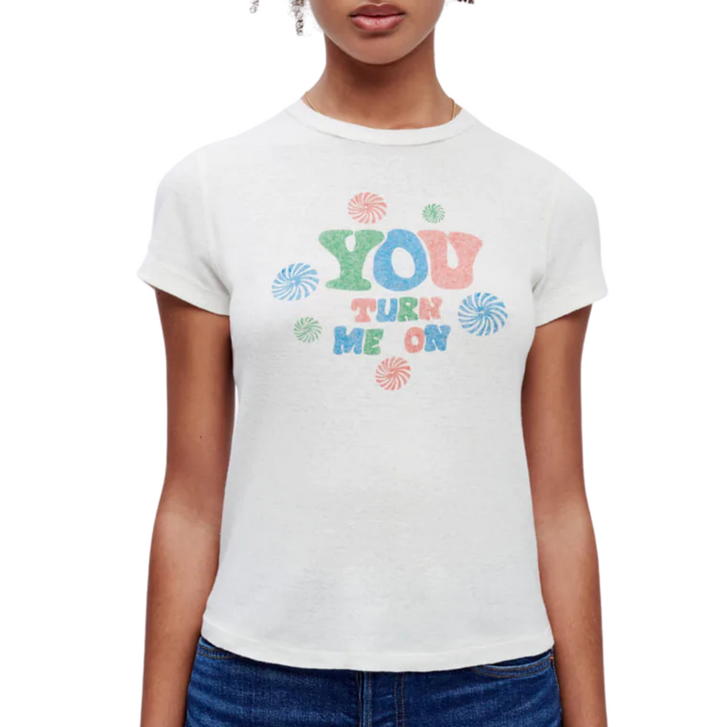 90s Baby "You Turn Me On" Tee in Vintage White