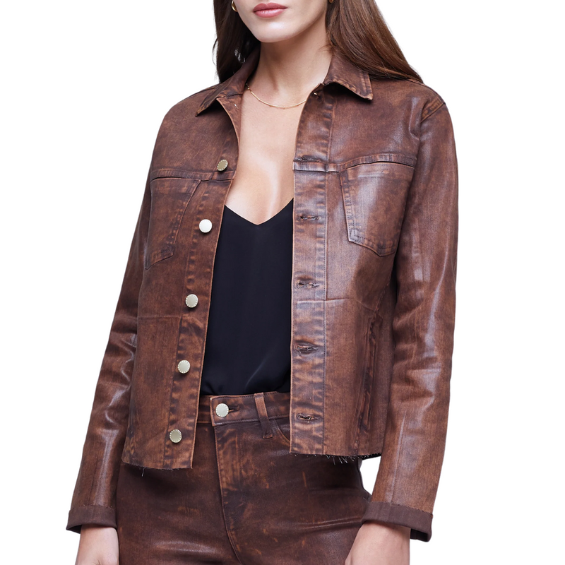 Janelle Coated Jacket in Cocoa Mineral Coated