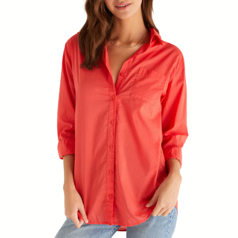 Poolside Button Up Shirt in Firecracker